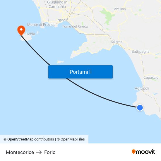 Montecorice to Forio map