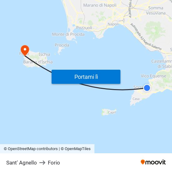 Sant' Agnello to Forio map