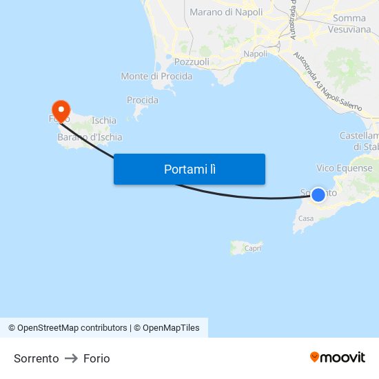 Sorrento to Forio map