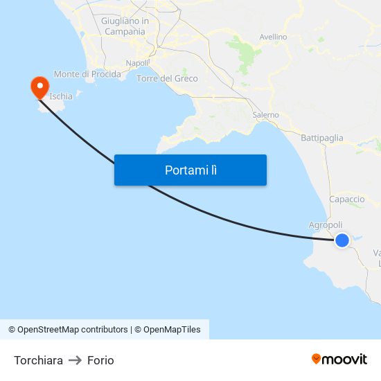 Torchiara to Forio map