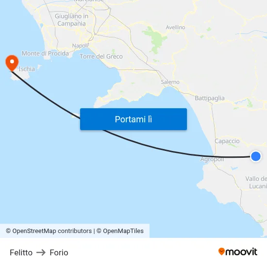 Felitto to Forio map