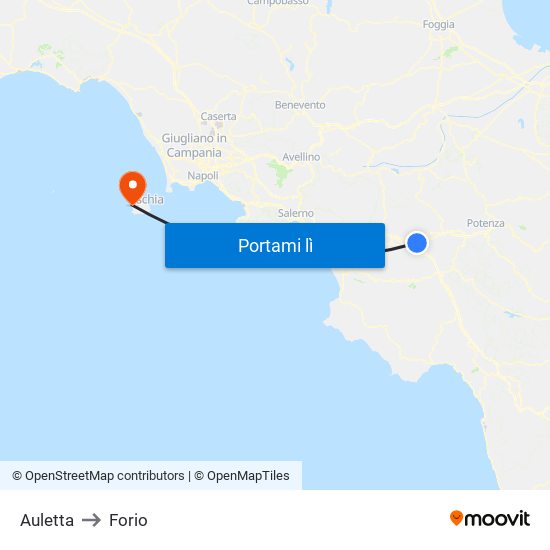 Auletta to Forio map