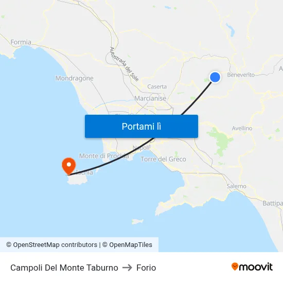 Campoli Del Monte Taburno to Forio map