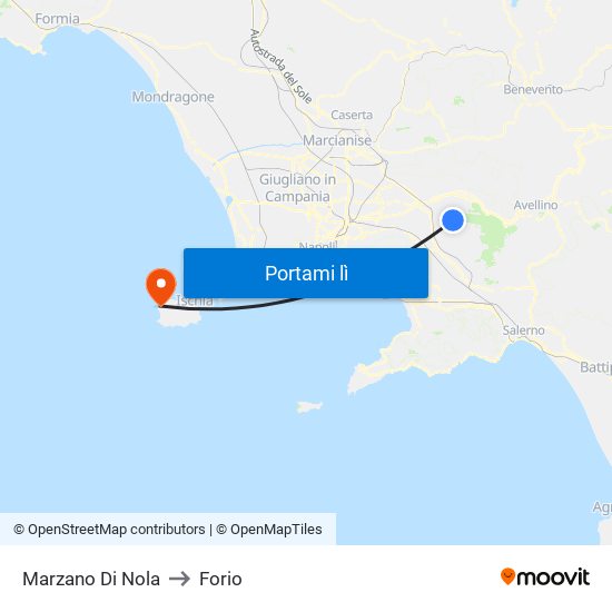 Marzano Di Nola to Forio map