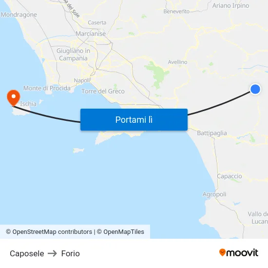 Caposele to Forio map