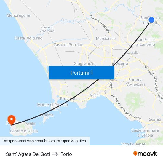 Sant' Agata De' Goti to Forio map