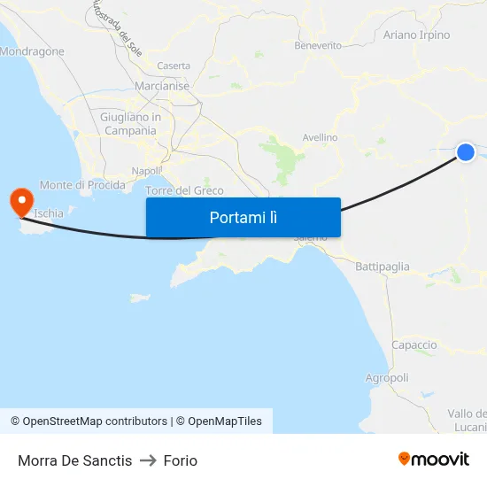 Morra De Sanctis to Forio map