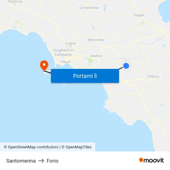 Santomenna to Forio map