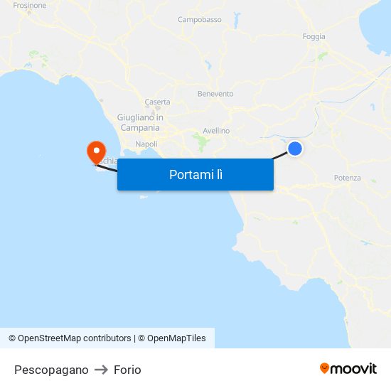 Pescopagano to Forio map