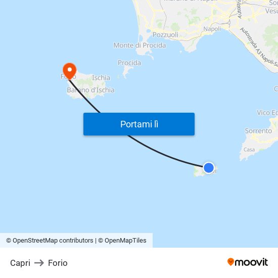 Capri to Forio map
