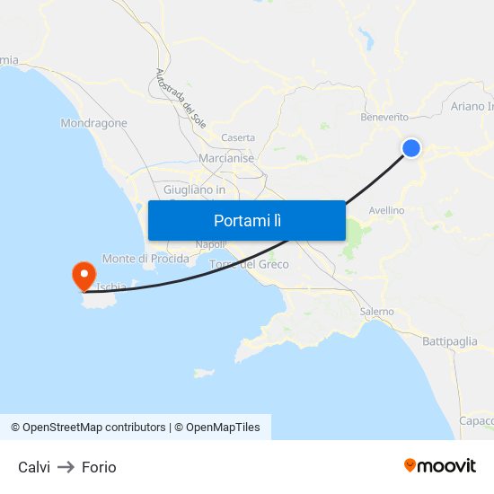 Calvi to Forio map