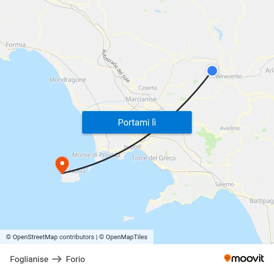 Foglianise to Forio map