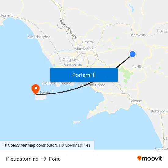 Pietrastornina to Forio map