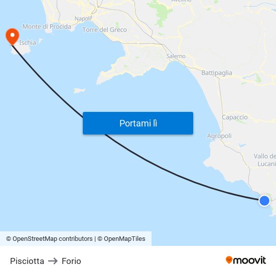 Pisciotta to Forio map