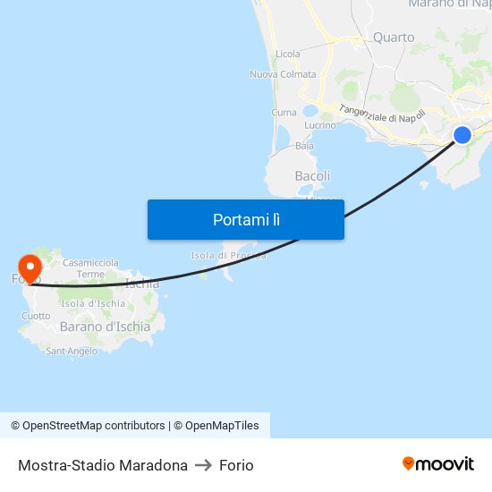 Mostra-Stadio Maradona to Forio map