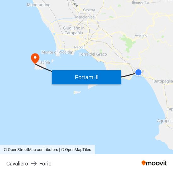 Cavaliero to Forio map