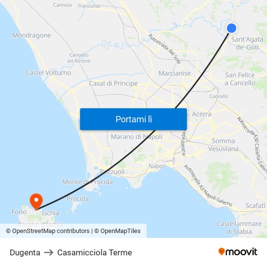 Dugenta to Casamicciola Terme map
