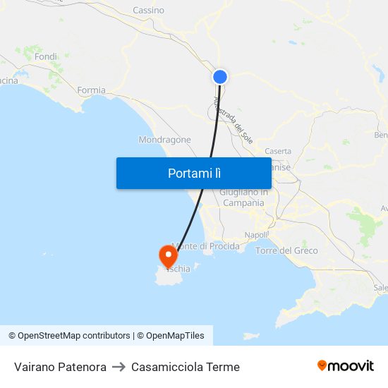 Vairano Patenora to Casamicciola Terme map