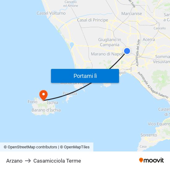 Arzano to Casamicciola Terme map