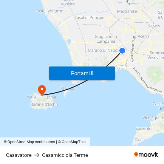 Casavatore to Casamicciola Terme map