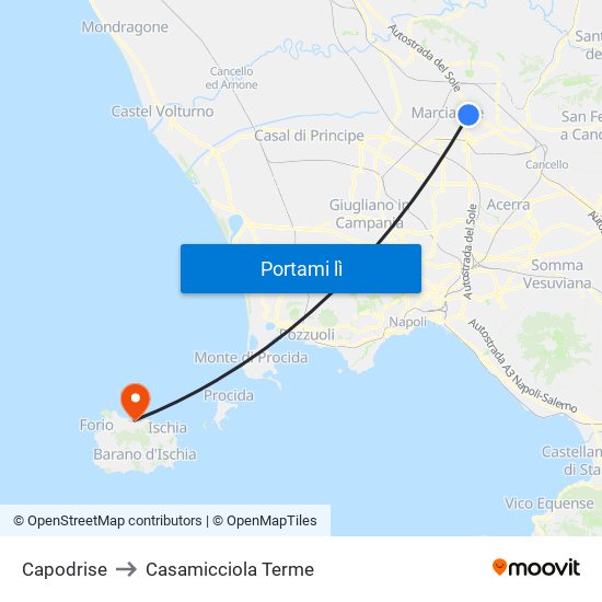 Capodrise to Casamicciola Terme map