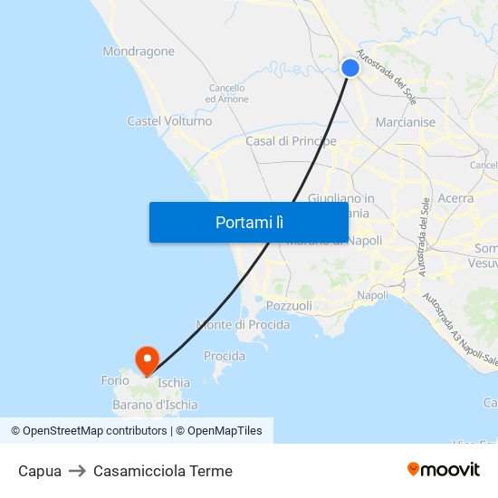 Capua to Casamicciola Terme map
