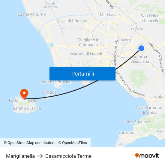 Mariglianella to Casamicciola Terme map