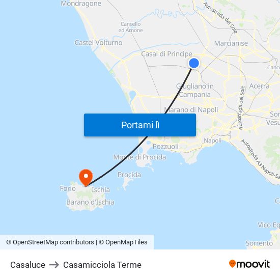 Casaluce to Casamicciola Terme map