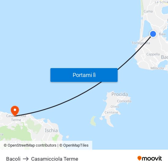 Bacoli to Casamicciola Terme map