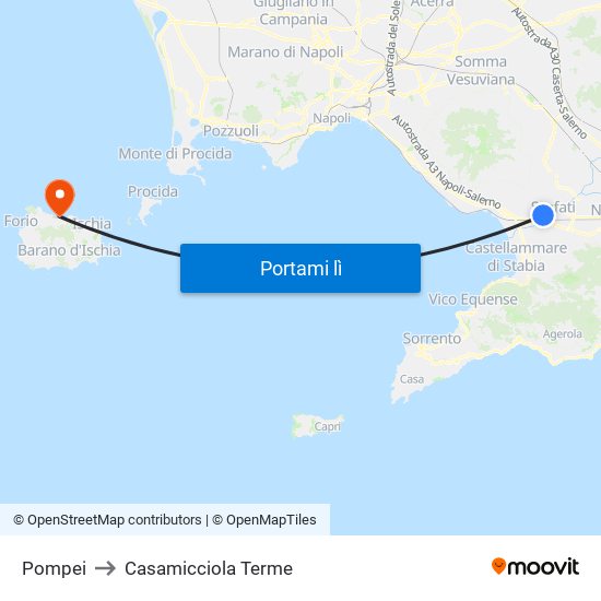 Pompei to Casamicciola Terme map