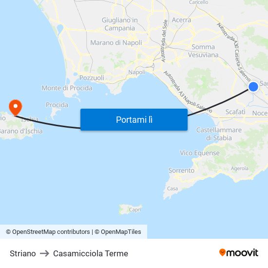 Striano to Casamicciola Terme map