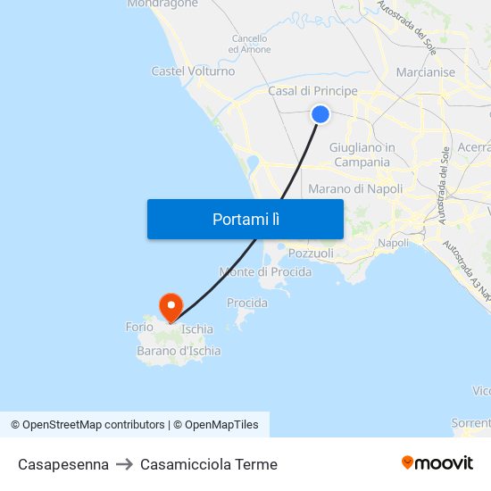 Casapesenna to Casamicciola Terme map