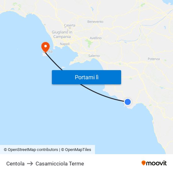 Centola to Casamicciola Terme map