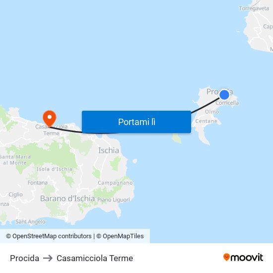 Procida to Casamicciola Terme map