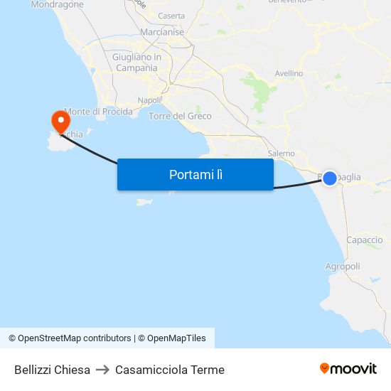 Bellizzi Chiesa to Casamicciola Terme map