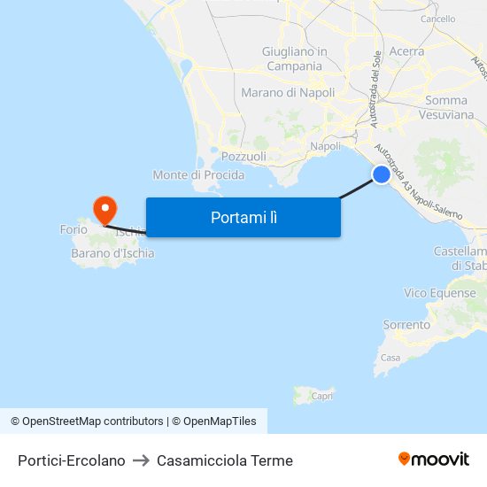 Portici-Ercolano to Casamicciola Terme map