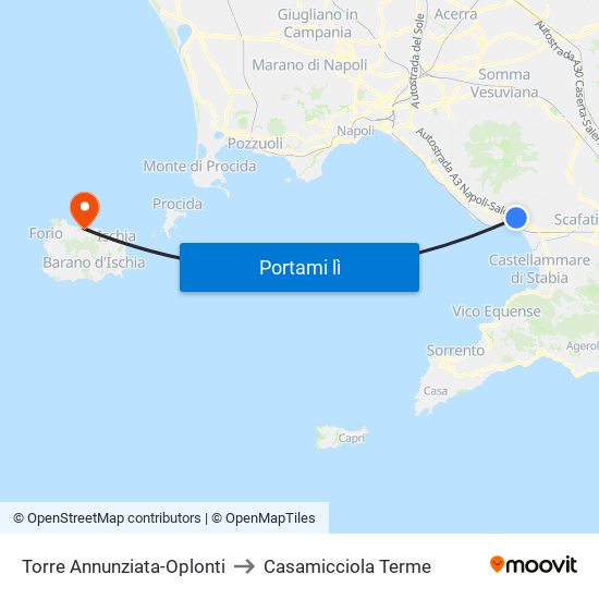 Torre Annunziata-Oplonti to Casamicciola Terme map
