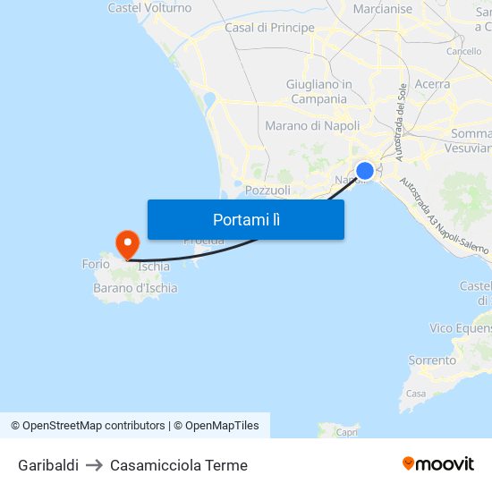Garibaldi to Casamicciola Terme map