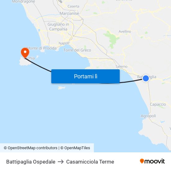 Battipaglia Ospedale to Casamicciola Terme map