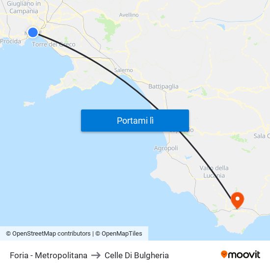 Foria - Metropolitana to Celle Di Bulgheria map