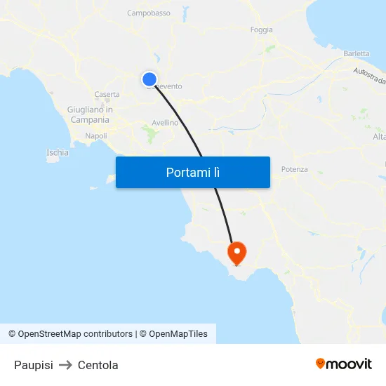 Paupisi to Centola map