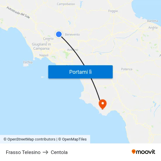 Frasso Telesino to Centola map