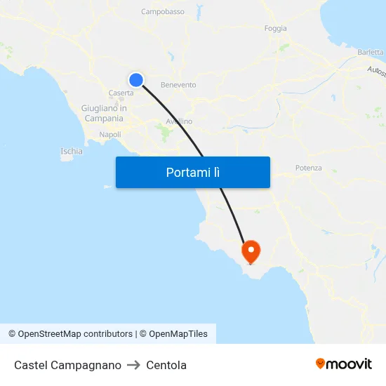 Castel Campagnano to Centola map