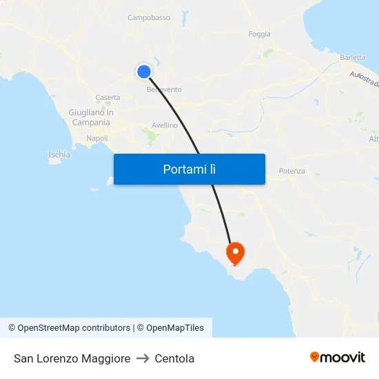 San Lorenzo Maggiore to Centola map