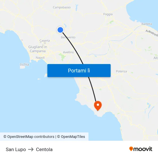 San Lupo to Centola map