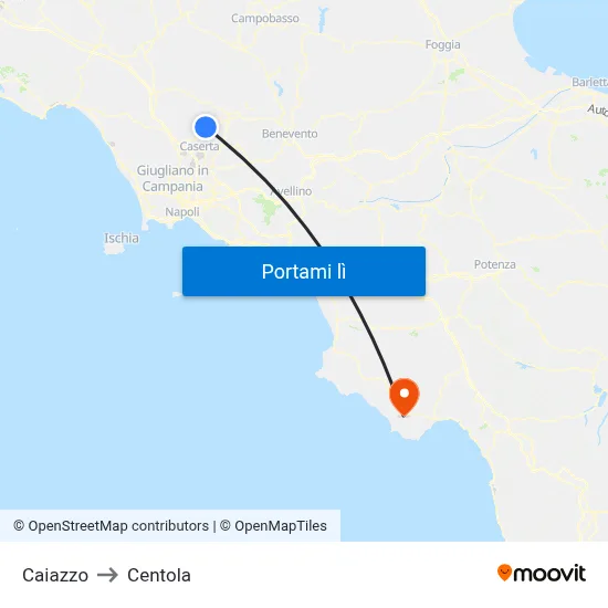 Caiazzo to Centola map
