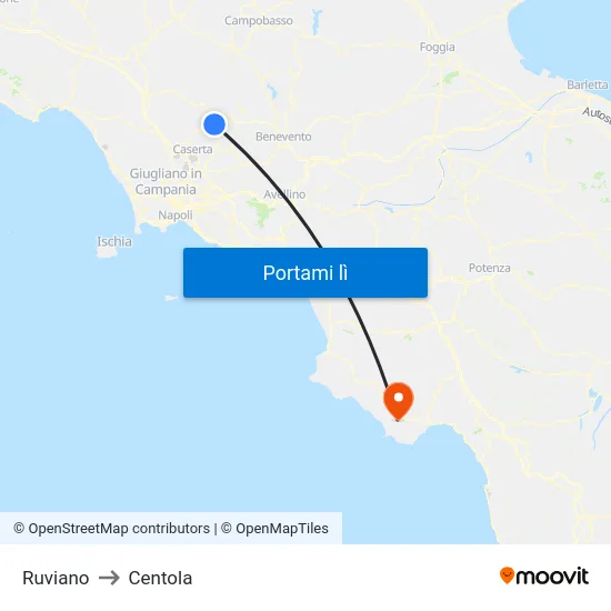 Ruviano to Centola map