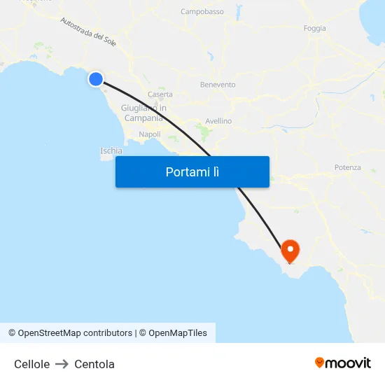 Cellole to Centola map