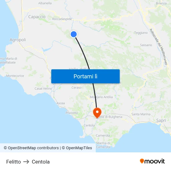 Felitto to Centola map