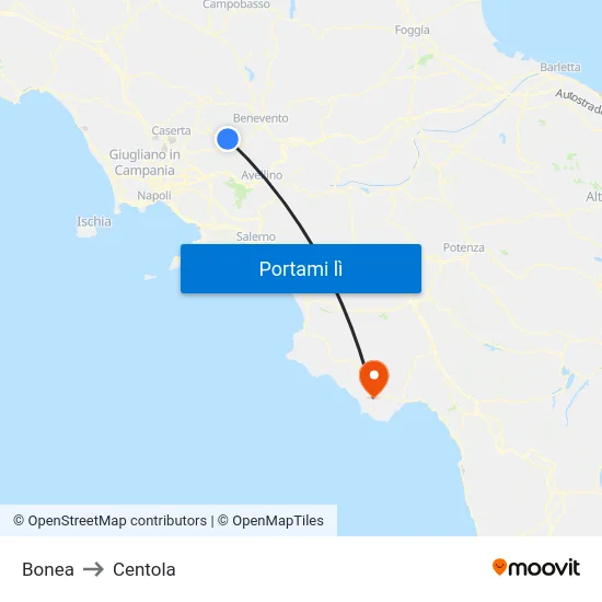 Bonea to Centola map